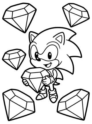 Super Sonic and the Chaos Emeralds para colorir Desenho de Super Sonic and the Chaos Emeralds para colorir e imprimir grátis