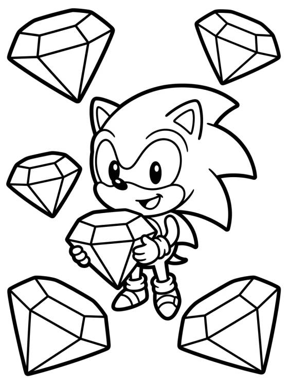 Super Sonic and the Chaos Emeralds para colorir Desenho de Super Sonic and the Chaos Emeralds para colorir e imprimir grátis