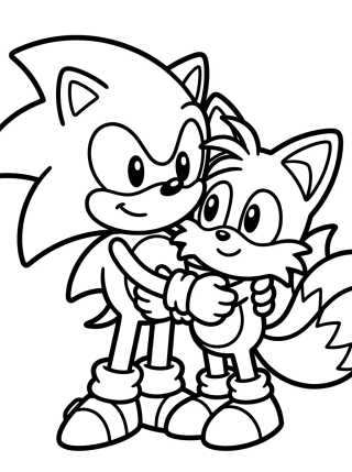 Cute Super Sonic and Tails para colorir Desenho de Cute Super Sonic and Tails para colorir e imprimir grátis