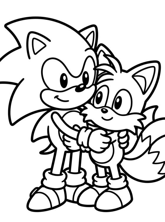Cute Super Sonic and Tails para colorir Desenho de Cute Super Sonic and Tails para colorir e imprimir grátis