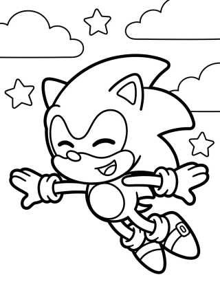Cute Flying Super Sonic para colorir Desenho de Cute Flying Super Sonic para colorir e imprimir grátis