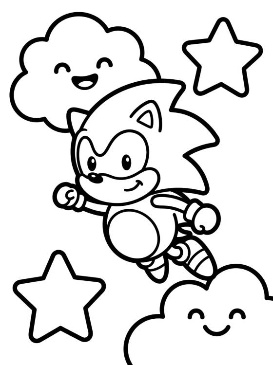 Kawaii Super Sonic Flying para colorir Desenho de Kawaii Super Sonic Flying para colorir e imprimir grátis