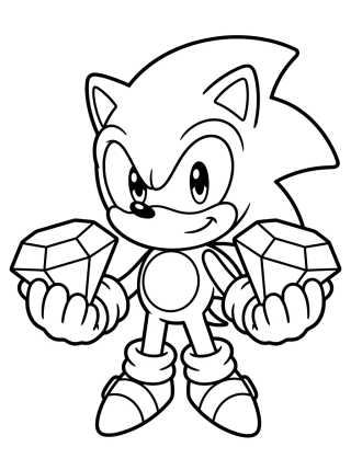 Super Sonic Holding the Chaos Emeralds para colorir Desenho de Super Sonic Holding the Chaos Emeralds para colorir e imprimir grátis