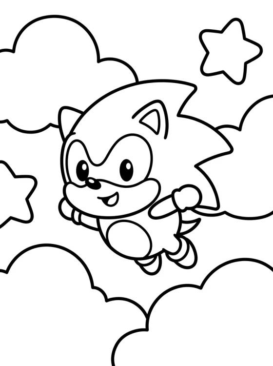 Kawaii Style Flying Super Sonic para colorir Desenho de Kawaii Style Flying Super Sonic para colorir e imprimir grátis