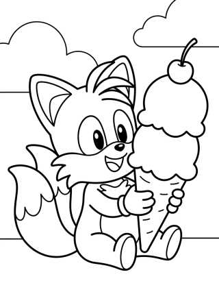 Tails Eating Ice Cream para colorir Desenho de Tails Eating Ice Cream para colorir e imprimir grátis
