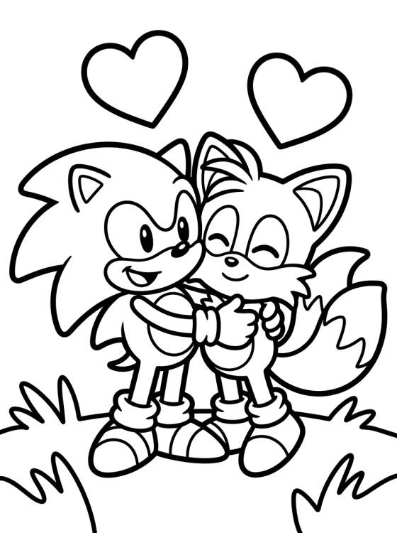 Sonic and Tails Best Friends para colorir Desenho de Sonic and Tails Best Friends para colorir e imprimir grátis