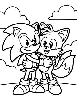 Tails and Sonic Best Friends para colorir Desenho de Tails and Sonic Best Friends para colorir e imprimir grátis