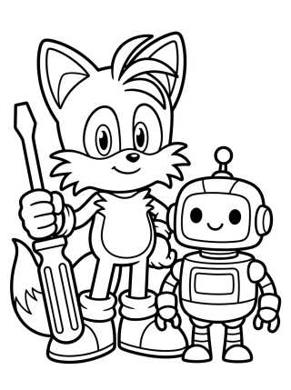 Tails the Inventor with Screwdriver para colorir Desenho de Tails the Inventor with Screwdriver para colorir e imprimir grátis