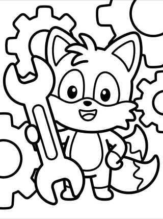 Tails the Inventor with Tools para colorir Desenho de Tails the Inventor with Tools para colorir e imprimir grátis
