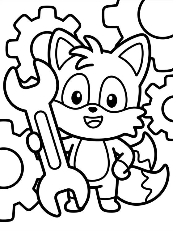 Tails the Inventor with Tools para colorir Desenho de Tails the Inventor with Tools para colorir e imprimir grátis