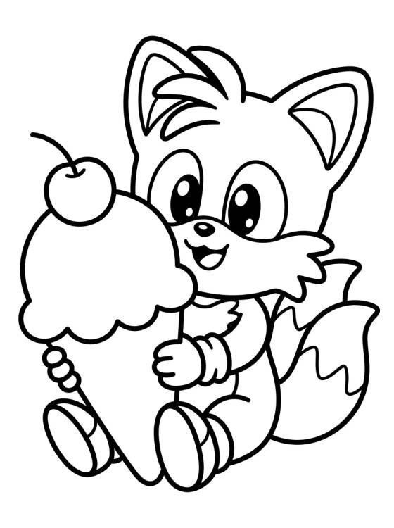 Tails Enjoying Ice Cream para colorir Desenho de Tails Enjoying Ice Cream para colorir e imprimir grátis