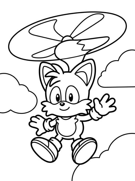 Tails Flying with Two Tails para colorir Desenho de Tails Flying with Two Tails para colorir e imprimir grátis