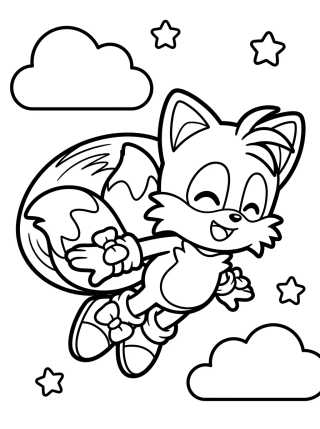 Tails Flying with His Tails para colorir Desenho de Tails Flying with His Tails para colorir e imprimir grátis