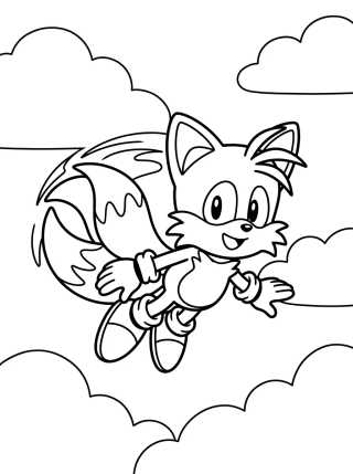 Tails Flying Happily para colorir Desenho de Tails Flying Happily para colorir e imprimir grátis