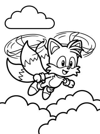 Tails Flying High para colorir Desenho de Tails Flying High para colorir e imprimir grátis