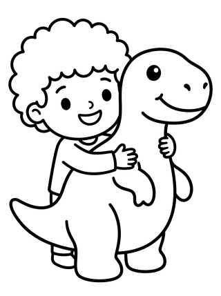 Tito Hugging His Toy Dinosaur para colorir Desenho de Tito Hugging His Toy Dinosaur para colorir e imprimir grátis