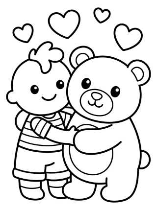 Tito Hugging a Teddy Bear para colorir Desenho de Tito Hugging a Teddy Bear para colorir e imprimir grátis