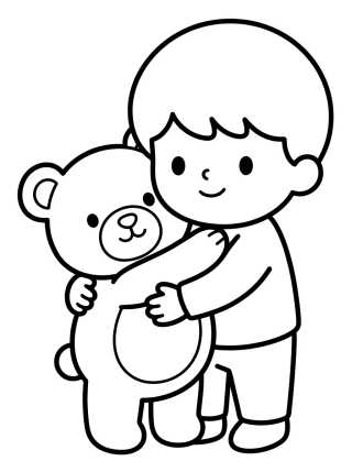 Tito Hugging a Teddy Bear para colorir Desenho de Tito Hugging a Teddy Bear para colorir e imprimir grátis
