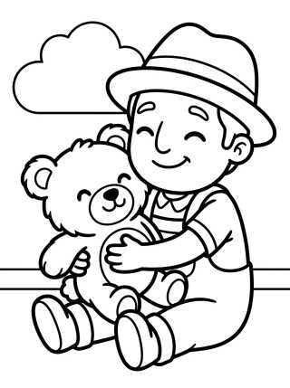 Tito Hugging a Teddy Bear para colorir Desenho de Tito Hugging a Teddy Bear para colorir e imprimir grátis