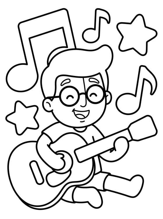 Tito Playing the Toy Guitar para colorir Desenho de Tito Playing the Toy Guitar para colorir e imprimir grátis