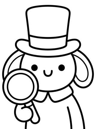 Tito with Bita's Top Hat and Magnifying Glass para colorir Desenho de Tito with Bita's Top Hat and Magnifying Glass para colorir e imprimir grátis