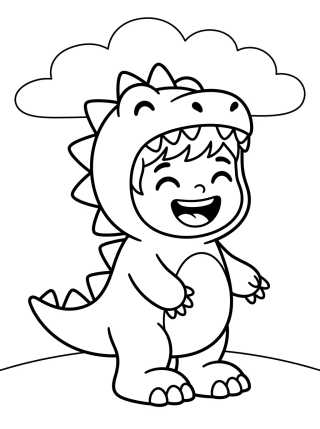 Tito in a Dinosaur Costume para colorir Desenho de Tito in a Dinosaur Costume para colorir e imprimir grátis