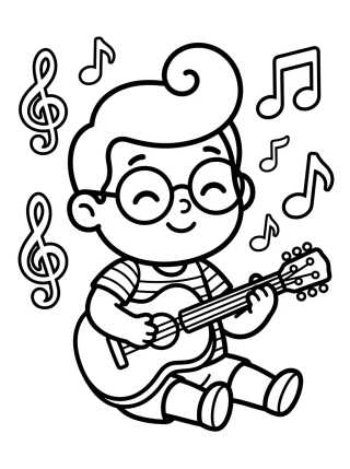 Tito Playing Guitar para colorir Desenho de Tito Playing Guitar para colorir e imprimir grátis
