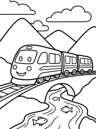 Passenger Train in the Mountains para colorir Desenho de Passenger Train in the Mountains para colorir e imprimir grátis