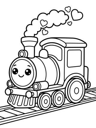 Cuddly Steam Engine Train para colorir Desenho de Cuddly Steam Engine Train para colorir e imprimir grátis