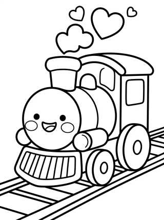 Kawaii Steam Engine Train para colorir Desenho de Kawaii Steam Engine Train para colorir e imprimir grátis