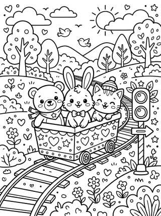 Train Wagon with Cute Animals para colorir Desenho de Train Wagon with Cute Animals para colorir e imprimir grátis