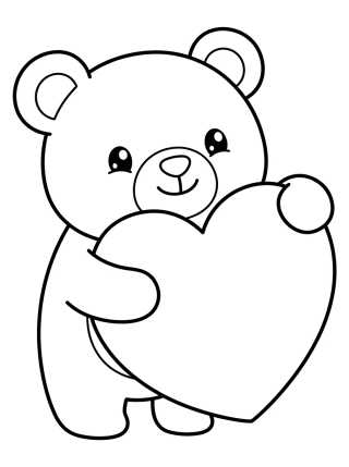Bobbie Bear Hugging a Heart para colorir Desenho de Bobbie Bear Hugging a Heart para colorir e imprimir grátis