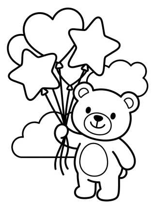 Bobbie Bear with Balloons para colorir Desenho de Bobbie Bear with Balloons para colorir e imprimir grátis