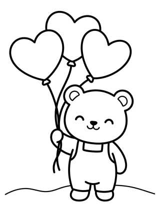 Bobbie Bear with Balloons para colorir Desenho de Bobbie Bear with Balloons para colorir e imprimir grátis