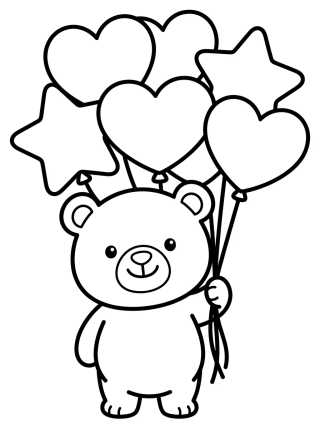 Bobbie Bear with Balloons para colorir Desenho de Bobbie Bear with Balloons para colorir e imprimir grátis