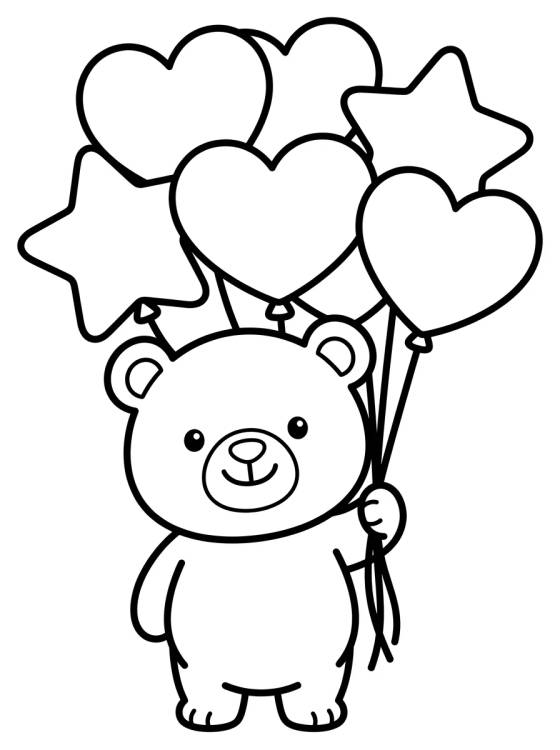 Bobbie Bear with Balloons para colorir Desenho de Bobbie Bear with Balloons para colorir e imprimir grátis