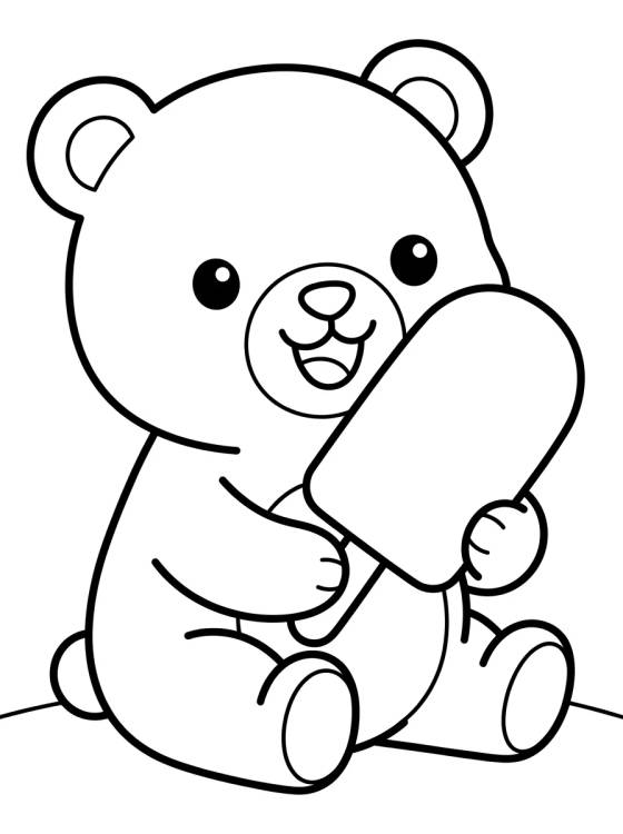 Bobbie Bear Eating a Popsicle para colorir Desenho de Bobbie Bear Eating a Popsicle para colorir e imprimir grátis