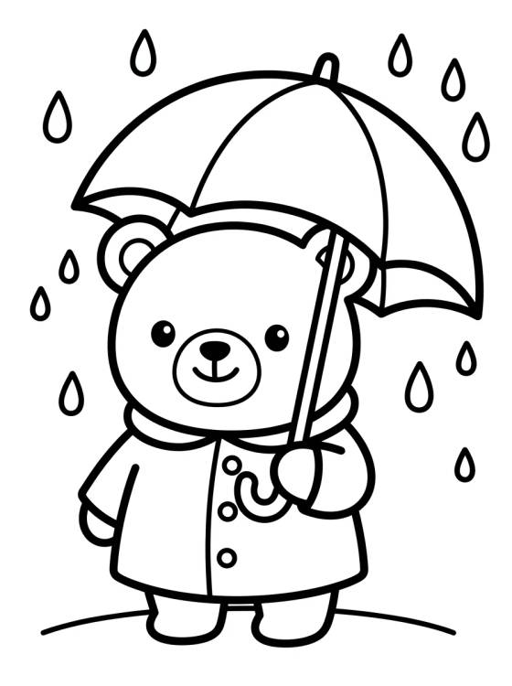 Bobbie Bear with Umbrella para colorir Desenho de Bobbie Bear with Umbrella para colorir e imprimir grátis