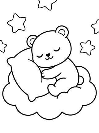 Bobbie Bear Sleeping on a Cloud para colorir Desenho de Bobbie Bear Sleeping on a Cloud para colorir e imprimir grátis