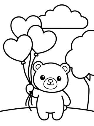 Bobbie Bear and Heart Balloons para colorir Desenho de Bobbie Bear and Heart Balloons para colorir e imprimir grátis