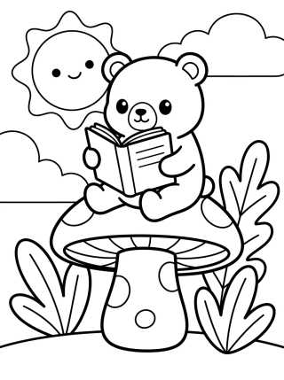 Bobbie Bear Reading a Book para colorir Desenho de Bobbie Bear Reading a Book para colorir e imprimir grátis