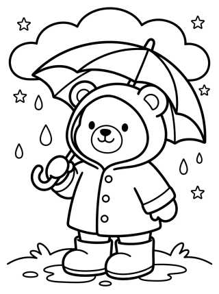 Bobbie Bear in the Rain para colorir Desenho de Bobbie Bear in the Rain para colorir e imprimir grátis