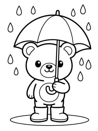 Bobbie Bear on a Rainy Day para colorir Desenho de Bobbie Bear on a Rainy Day para colorir e imprimir grátis
