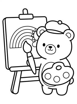 Bobbie Bear Painting a Picture para colorir Desenho de Bobbie Bear Painting a Picture para colorir e imprimir grátis