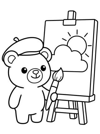 Bobbie Bear the Painter para colorir Desenho de Bobbie Bear the Painter para colorir e imprimir grátis