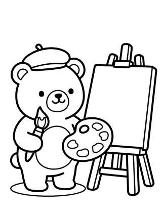 Bobbie Bear the Painter para colorir Desenho de Bobbie Bear the Painter para colorir e imprimir grátis