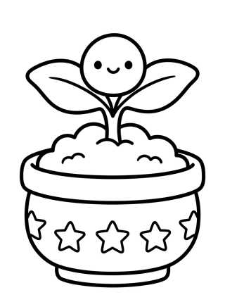 Little Sprout Growing in a Pot para colorir Desenho de Little Sprout Growing in a Pot para colorir e imprimir grátis