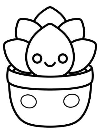 Cute Succulent in a Small Pot para colorir Desenho de Cute Succulent in a Small Pot para colorir e imprimir grátis