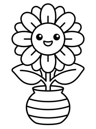 Radiant Sunflower in a Pot para colorir Desenho de Radiant Sunflower in a Pot para colorir e imprimir grátis