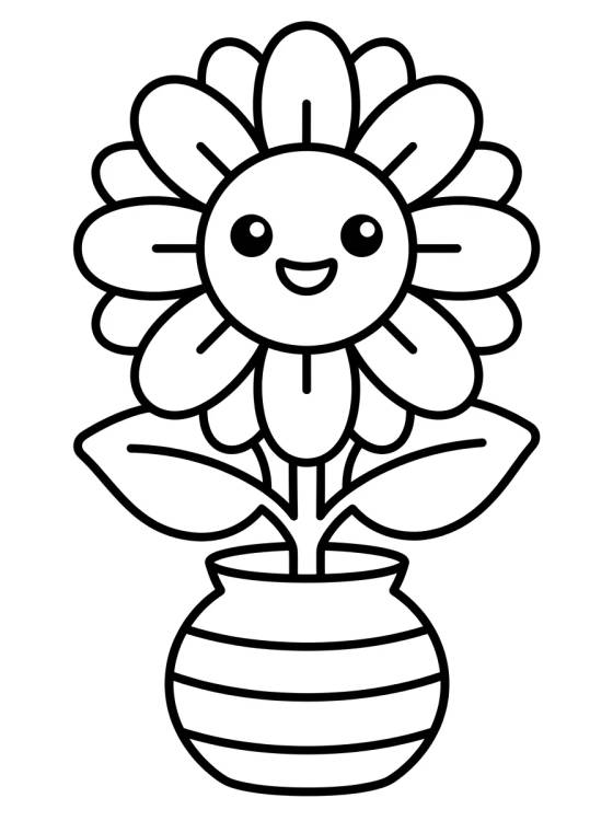 Radiant Sunflower in a Pot para colorir Desenho de Radiant Sunflower in a Pot para colorir e imprimir grátis